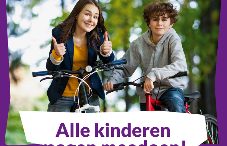 Kinderen op de fiets, met een rugtas